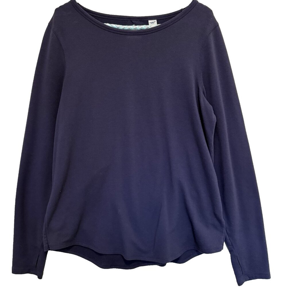 Old Navy Active Women Workout Top Size M Open Back Navy Long Sleeve Athletic Gym - Picture 1 of 7